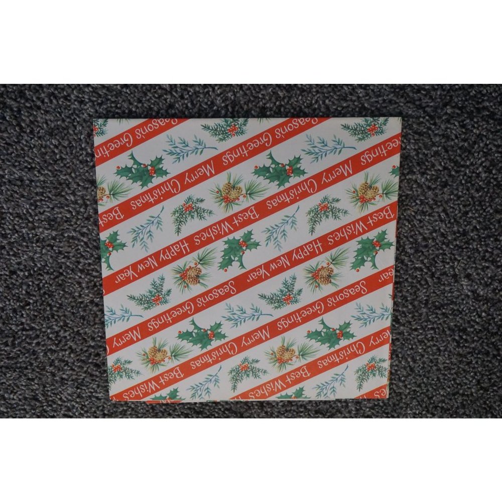 Vintage Dennison Christmas Wrapping Paper Pinecones Holly Stripe Estate